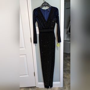 Windsor Full Length Velvet Evening Gown with Rhinestones